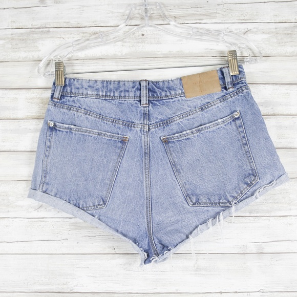 Zara Blue High Waist Jean Shorts sz 04 - Picture 7 of 8
